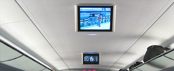 Video ads on monitors in trains